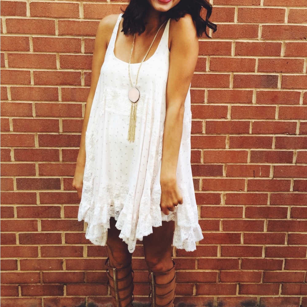 Free People Intimately She Swings Slip Dress in Ivory Combo in Size Medium
